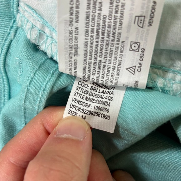 Gloria Vanderbilt Amanda Womens Straight Pants Size 14 Aqua Stretch High Rise - Picture 7 of 12